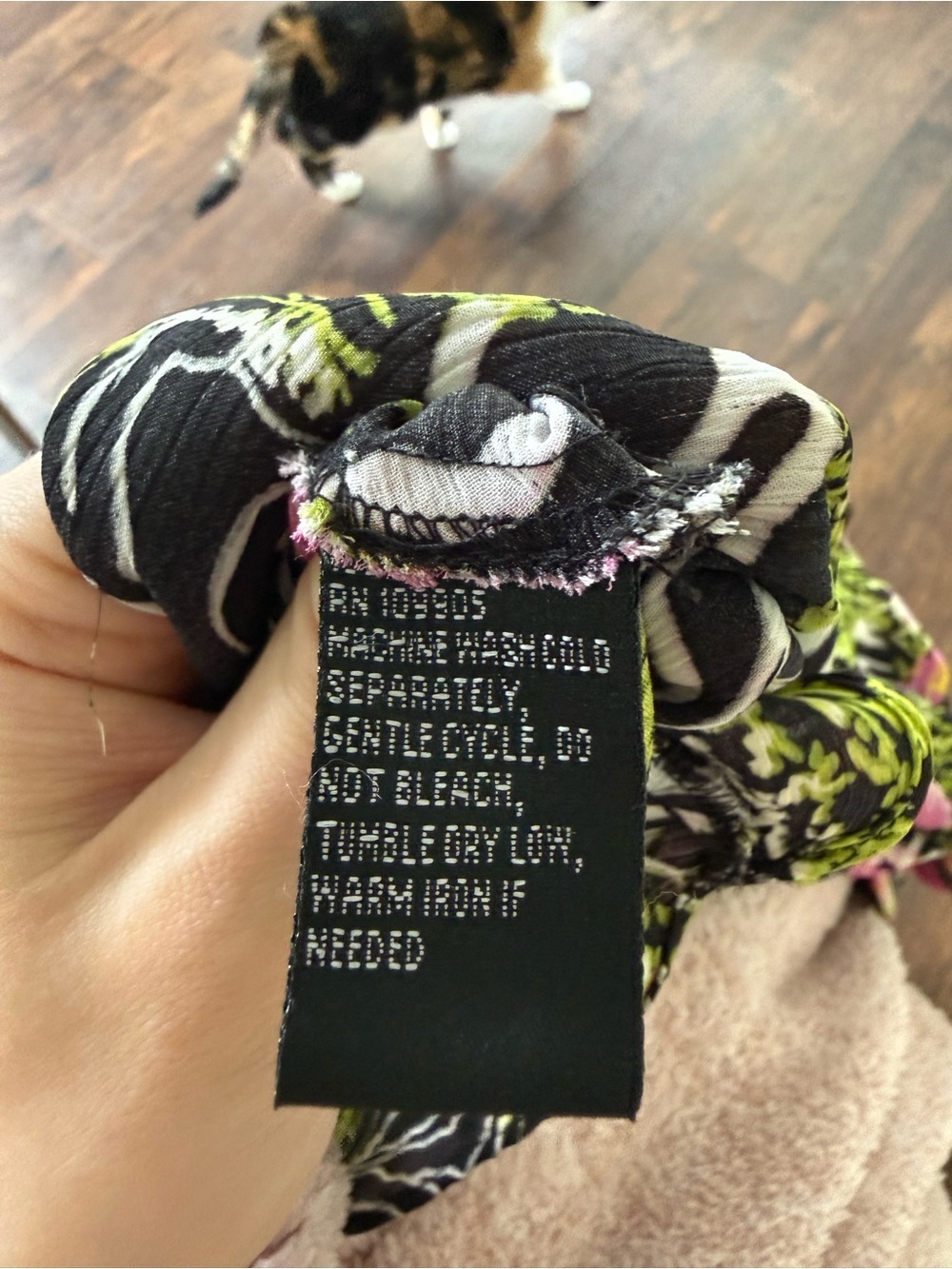 Vintage Floral & Zebra Twist-Front Short Sleeve Blouse Top Black Pink Green Y2K - Picture 9 of 10